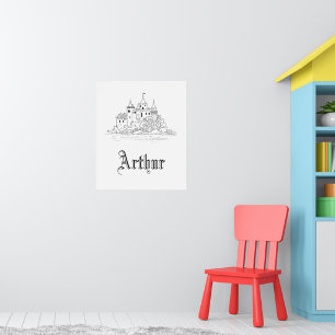 Vintage minimalistische mittelalterliche Schlossda Poster