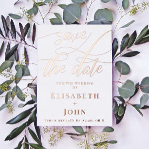 Vintage Minimalistische Rose Gold-Hochzeit speiche Folien Feiertagskarte