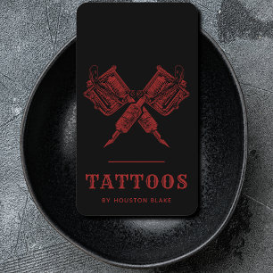 Vintage Minimalistische Rot- und Schwarzattoo-Küns Visitenkarte