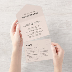 Vintage minimalistische Schreibmaschine Hochzeit All In One Einladung
