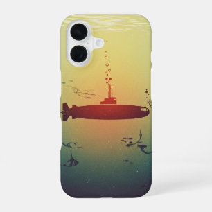 Vintage-Minimalistische U-Boot-Silhouette iPhone 16 Hülle