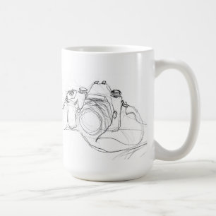 Vintage Minimalkamera-Skizze Kaffeetasse