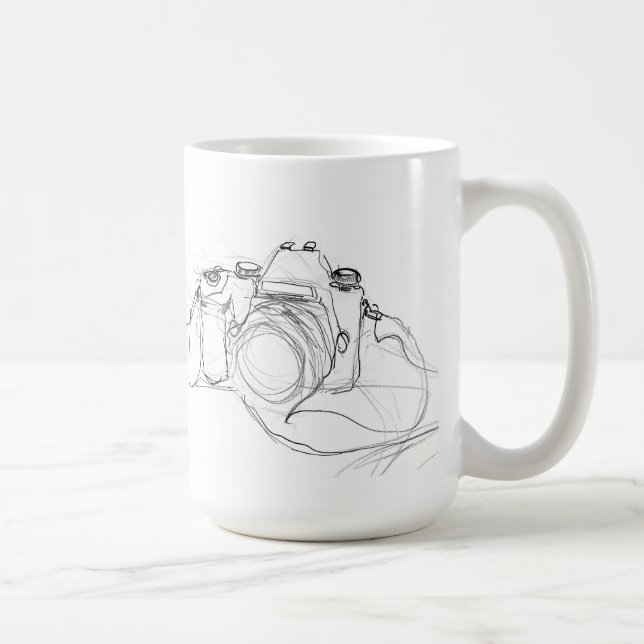 Vintage Minimalkamera-Skizze Kaffeetasse (Rechts)