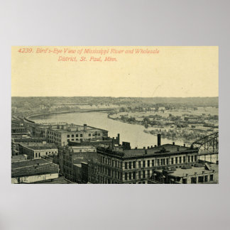 Vintage Minneapolis Minnesota Fluss Skyline Poster
