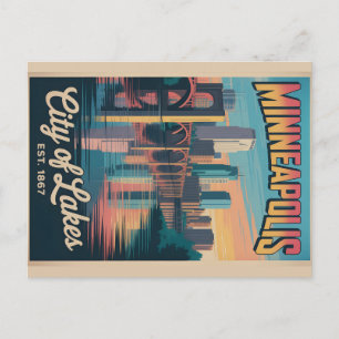Vintage Minneapolis Minnesota Retro-Reiseposter Feiertagspostkarte