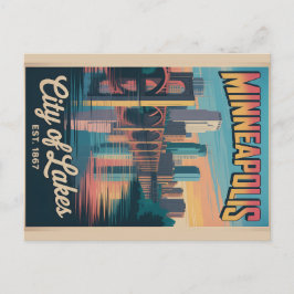 Vintage Minneapolis Minnesota Retro Travel Poster Feiertagspostkarte