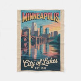 Vintage Minneapolis Minnesota Retro Travel Poster Fleecedecke
