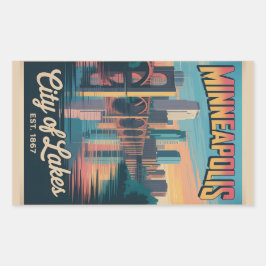 Vintage Minneapolis Minnesota Retro Travel Poster  Rechteckiger Aufkleber