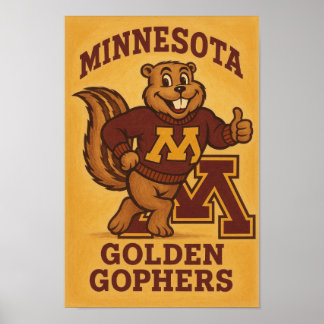 Vintage Minnesota Golden Gophers Mascot Poster – C