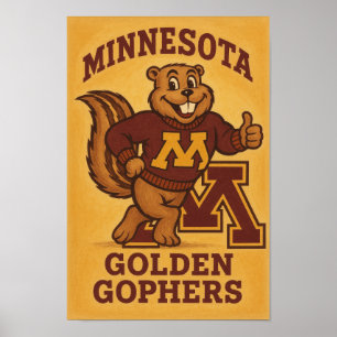 Vintage Minnesota Golden Gophers Maskottchen Poste Poster