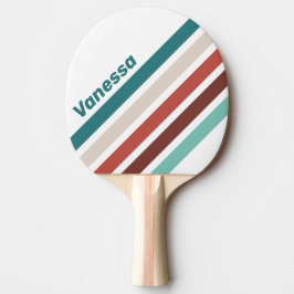 Vintage Mint Rainbow Angled Striping with Name Tischtennis Schläger