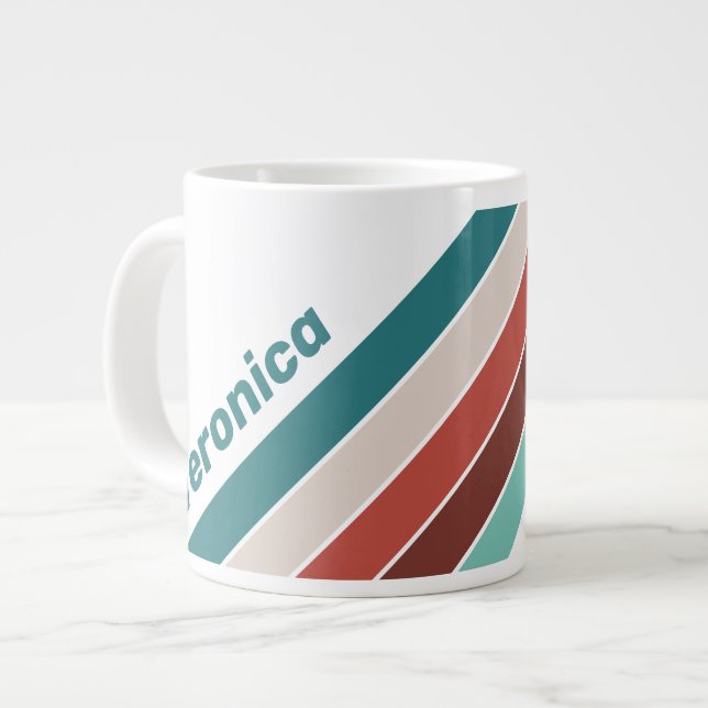Vintage Mint Rainbow Stripes with Name Jumbo-Tasse (Vorderseite Links)
