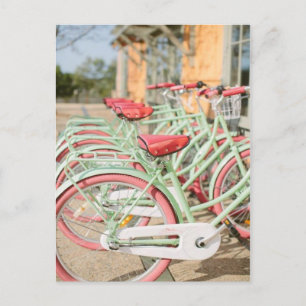 Vintage-Mint- und Rosa-Fahrrad Postkarte