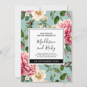 Vintage Minte Aqua Floral Garden Hochzeit Save The Date