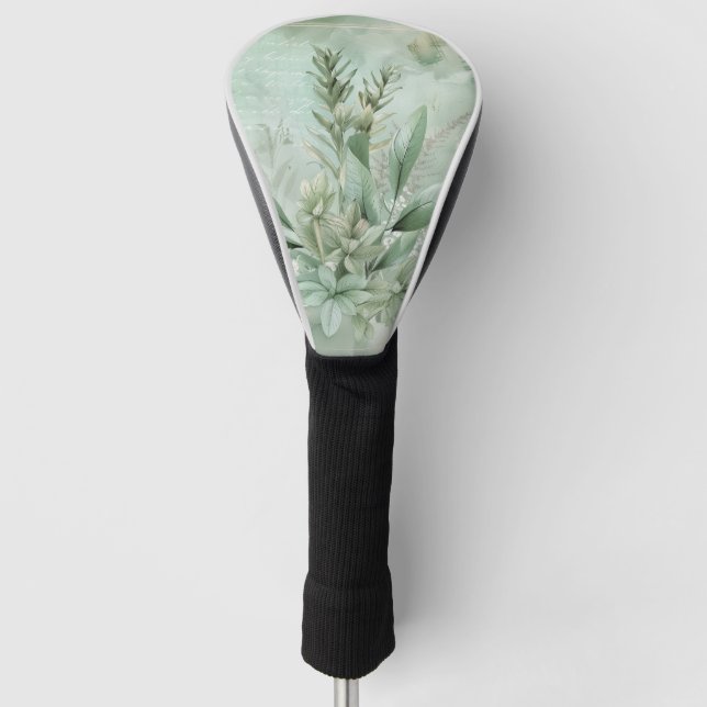 Vintage-Mintgrün-Botanik-Blumen (1) Golf Headcover (Vorderseite)