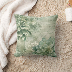 Vintage-Mintgrün Botanisch Floral (2) Kissen