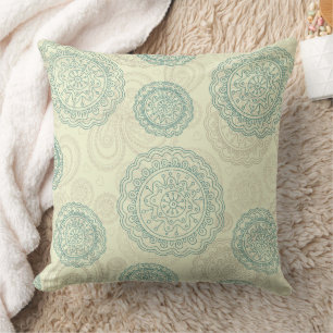 Vintage-Mintgrün-Mandala-Paisley-Muster Kissen