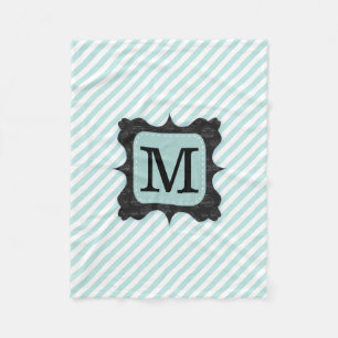 Vintage-Mintgrün-Streifenmuster mit schwarzem Mono Fleecedecke