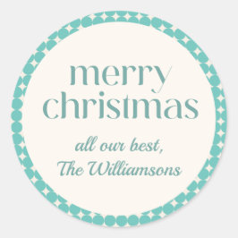 Vintage Minze Aquamarine grüne geometrische Punkte Runder Aufkleber