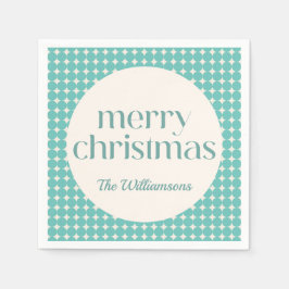 Vintage Minze Aquamarine grüne geometrische Punkte Serviette