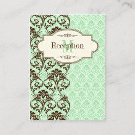 Vintage Minze, braune Scrolls Hochzeitskarte Begleitkarte