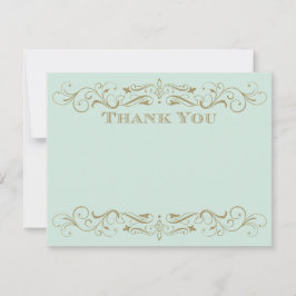 Vintage Minze und antikes Gold Blüh Hochzeit Dankeskarte