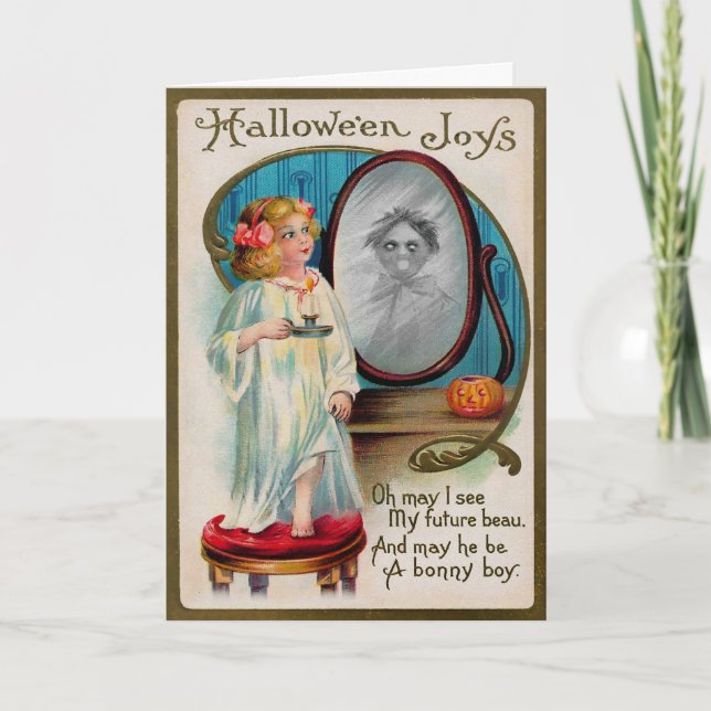Vintage Mirror-Halloween-Karte Feiertagskarte (Vorderseite)