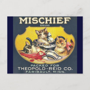 Vintage-Mischief-Markenlabel Postkarte