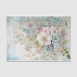 Vintage Mischmedien Blau, Rosa, Weiße Blume Seidenpapier