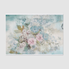 Vintage Mischmedien Blau, Rosa, Weiße Blume Seidenpapier