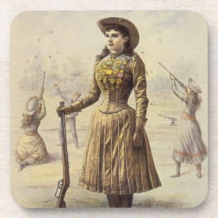 Vintage Miss Annie Oakley, Western Cowgirl Getränkeuntersetzer