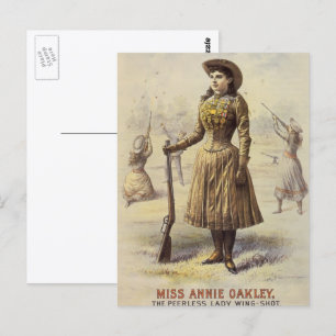Vintage Miss Annie Oakley, Western-Cowgirl Postkarte