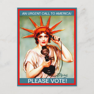 Vintage Miss Liberty am Telefon Bitte wählen! Postkarte