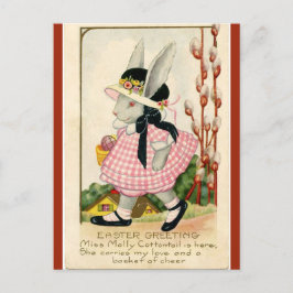 Vintage Miss Molly Cottontail Osterwünsche Postkarte