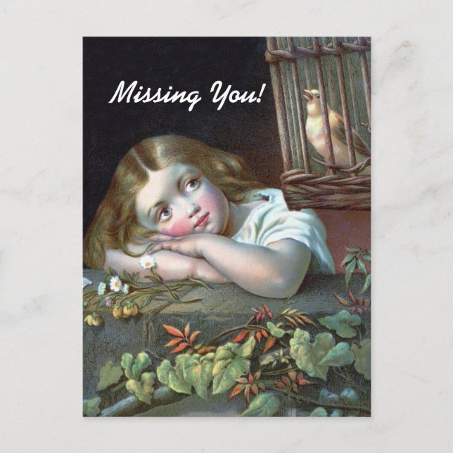 Vintage Missing You Postkarte (Vorderseite)