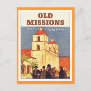Vintage Missionen Santa Barbara Postkarte