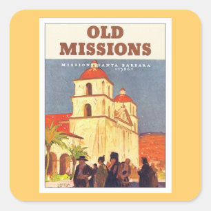 Vintage Missionen Santa Barbara Quadratischer Aufkleber