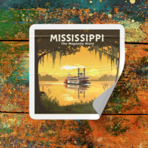 Vintage Mississippi Quadratischer Aufkleber