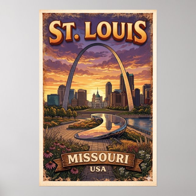 Vintage Missouri Gateway Arch Poster (Vorne)