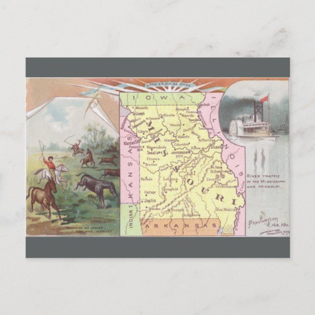 Vintage Missouri Map Postkarte (Vorderseite)