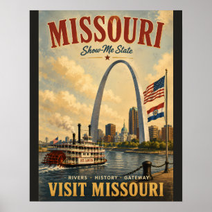 Vintage Missouri-Reiseplakat mit Gateway Arch a Poster