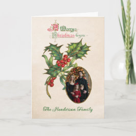 Vintage-Mistelzweig-Ornament-Foto Weihnachten Karte