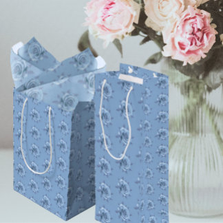 Vintage Misty Blue Roses All Occasion Mittlere Geschenktüte