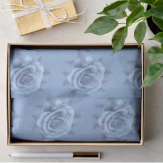 Vintage Misty Blue Roses Gift Decoupage Seidenpapier