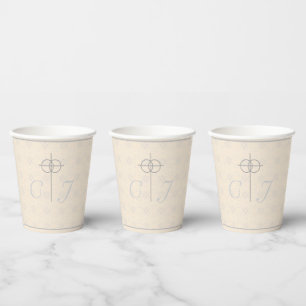 Vintage Mit Monogramm Hochzeit Pappbecher