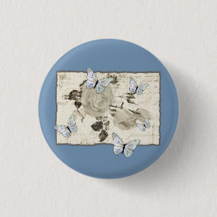 Vintage mit Schmetterlingen  Button