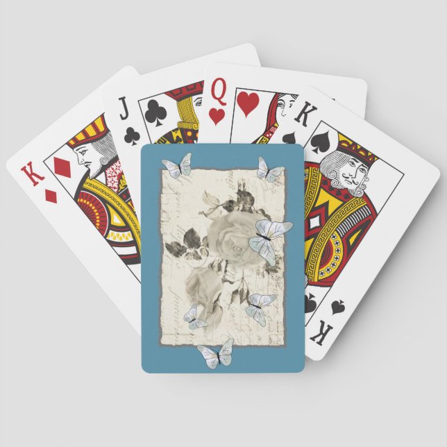 Vintage mit Schmetterlingen Spielkarten (Rückseite)