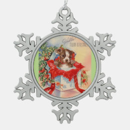 Vintage Mitte- des Jahrhundertsschöner Schneeflocken Zinn-Ornament