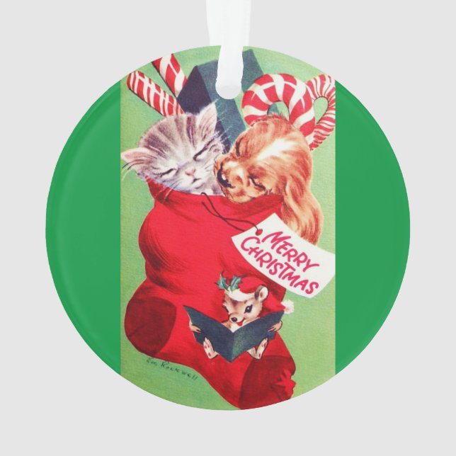 Vintage Mitte- des Jahrhundertsschönes Ornament (Rückseite)