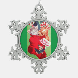 Vintage Mitte- des Jahrhundertsschönes Schneeflocken Zinn-Ornament